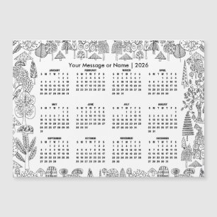 Beboste bomen 2026 kalender gepersonaliseerde magn