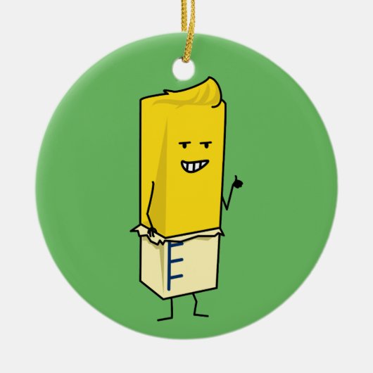 Beboterde Boterachtige Stok van Boter Gelukkige Keramisch Ornament (Voorkant)