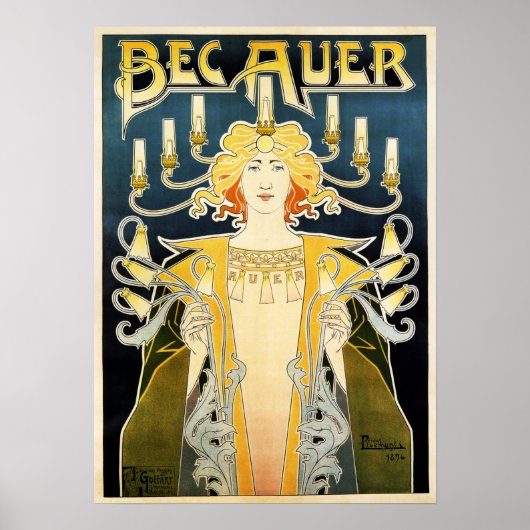 BEC AUER 1896 Gloeiend gasbenzine Poster (Voorkant)