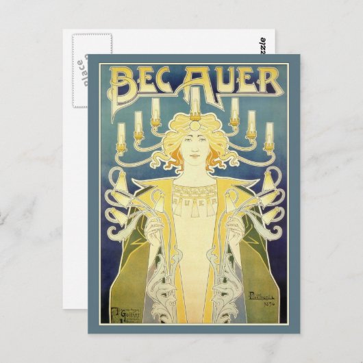 Bec Auer (blauw) Briefkaart (Voorkant / Achterkant)