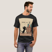 “Because I Can” Black Cat – Funny Minimal Poster T-shirt (Voorkant volledig)