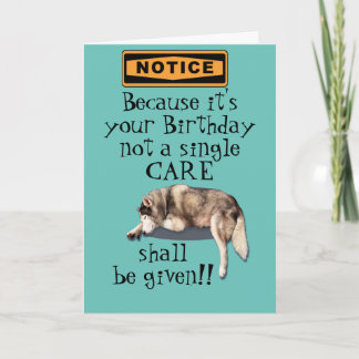 because it's your birthday not a care  bday card kaart
