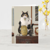 Becelling Cat - Lucky Maneki Neko Funny Cute Best Kaart (Gele Bloem)