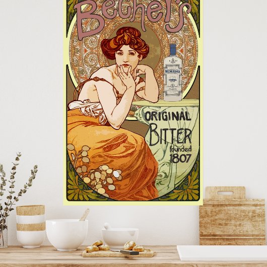 Bechers Bitter alfons Mucha ~ Art Nouveau Poster (Keuken)