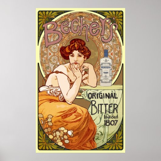 Bechers Bitter alfons Mucha ~ Art Nouveau Poster (Voorkant)
