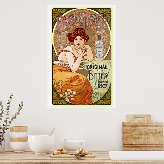 Becher's Bitters, 1807, Art Nouveau Poster (Keuken)