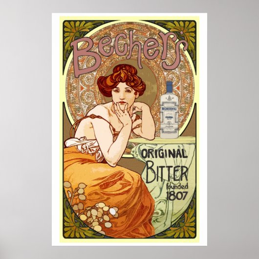 Becher's Bitters, 1807, Art Nouveau Poster (Voorkant)