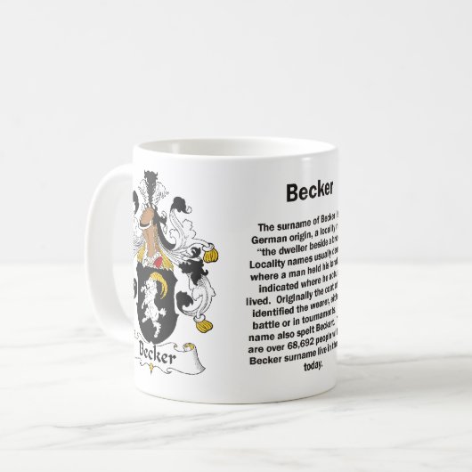 Becker Family Crest op een mok (Voorkant links)