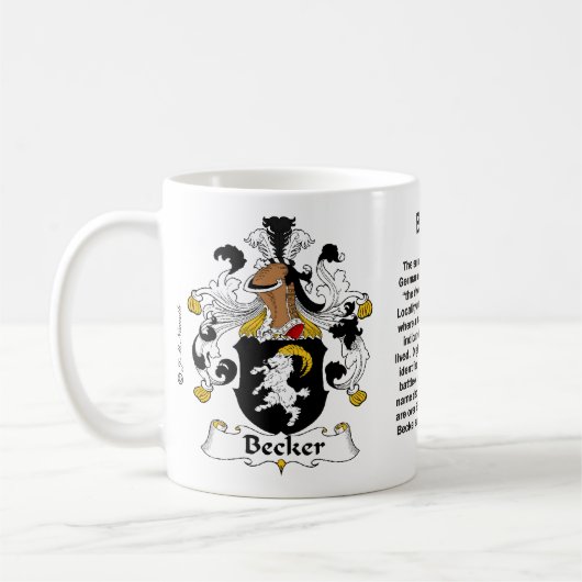 Becker Family Crest op een mok (Links)
