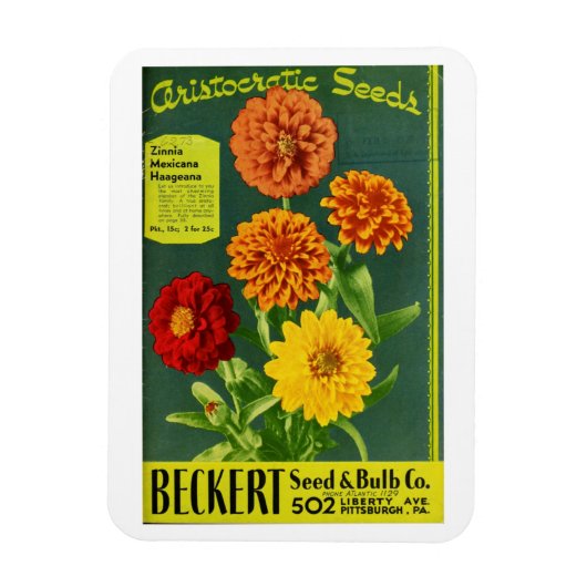  Beckert Seed & Bulb Co. Zinnia Packet Magneet (Verticaal)