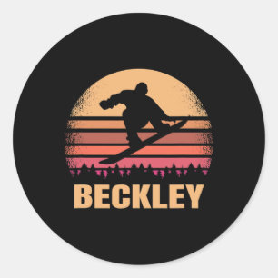 Beckley West Virginia Snowboarding OutdoorVintage Ronde Sticker