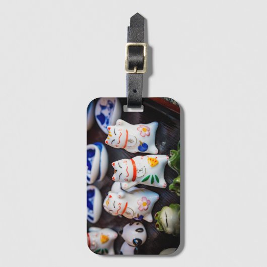 Beckoning cat figines bagagelabel (Voorkant (verticaal))