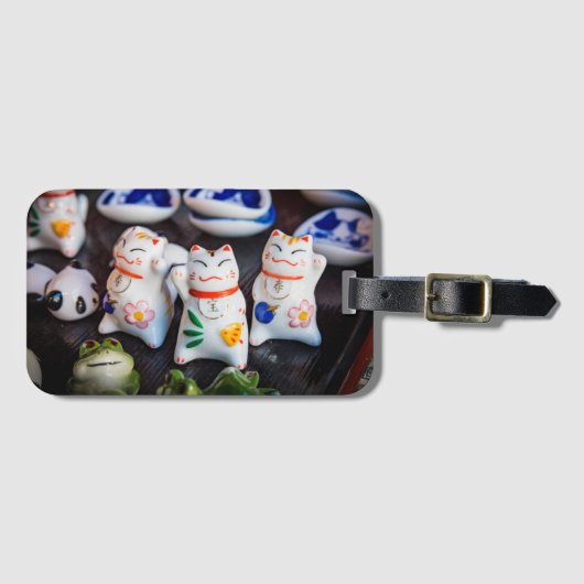 Beckoning cat figines bagagelabel (Voorkant (horizontaal))