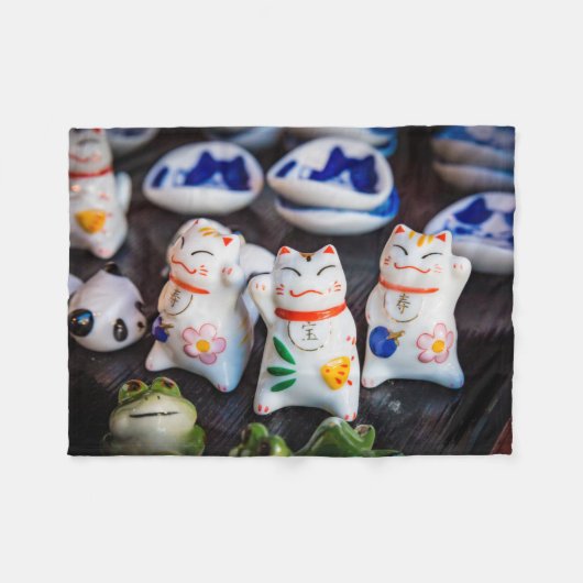 Beckoning cat figines fleece deken (Voorkant (Horizontaal))