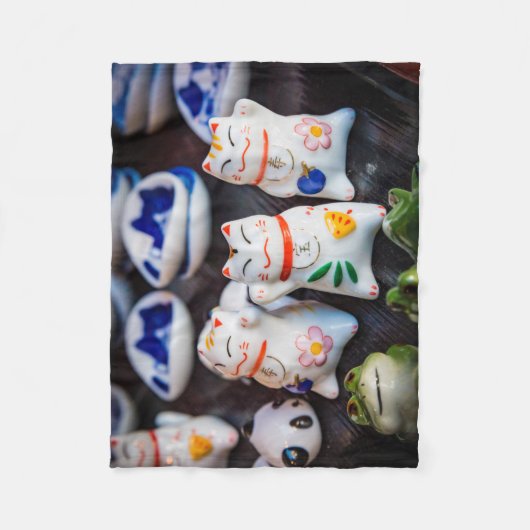 Beckoning cat figines fleece deken (Voorkant)