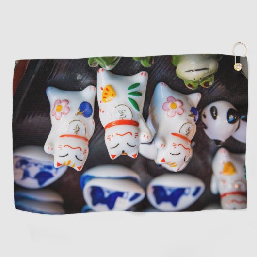 Beckoning cat figines golfhanddoek (Horizontaal)