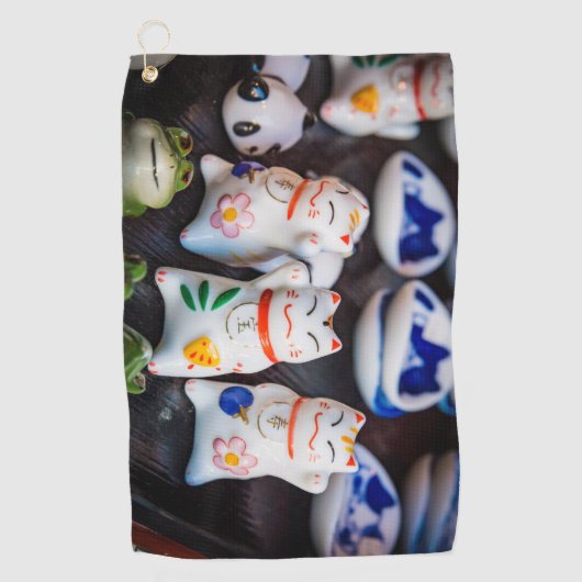 Beckoning cat figines golfhanddoek (Voorkant)