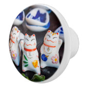 Beckoning cat figines keramische knop (Rechts)