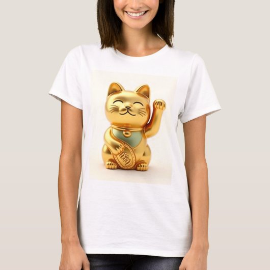 beckoning cat: Japanese-Inspired Art T-shirt (Voorkant)