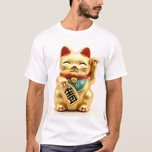 beckoning cat: Japanese-Inspired Art T-shirt (Voorkant)