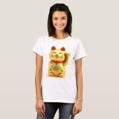 beckoning cat: Japanese-Inspired Art T-shirt (Voorkant volledig)