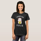 Beckoning Cat Japanese Lucky Good Luck Maneki Neko T-shirt (Voorkant volledig)