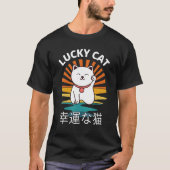 Beckoning Cat Japanese Lucky Good Luck Maneki Neko T-shirt (Voorkant)