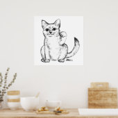 Beckoning Kitty Cat Maneki Neko Poster (Keuken)