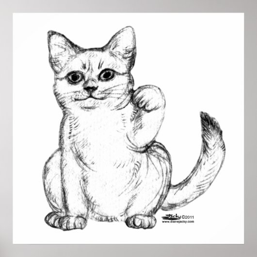 Beckoning Kitty Cat Maneki Neko Poster (Voorkant)