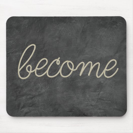 BECOME Rope Text on Black Leather Muismat (Voorkant)