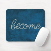 "BECOME" Rope Text On Blue Leather Muismat (Met muis)