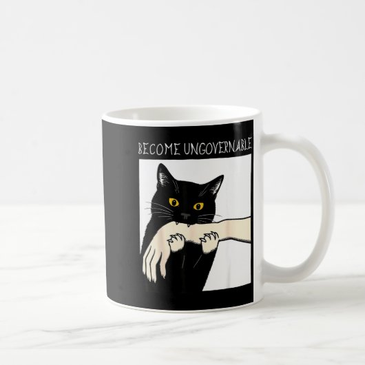 Become Ungovernable - Black Cat Biting Hand Funny Koffiemok (Rechts)