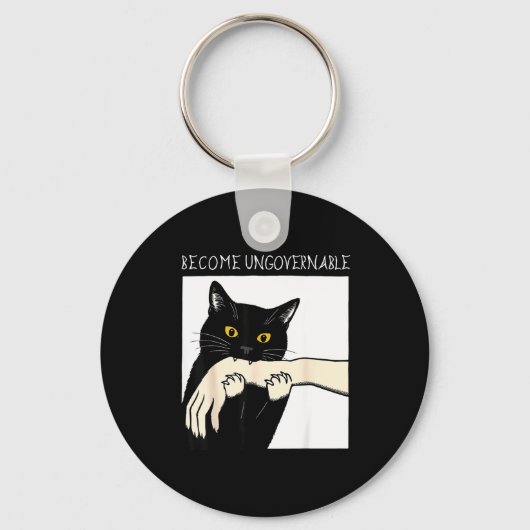 Become Ungovernable - Black Cat Biting Hand Funny  Sleutelhanger (Voorkant)