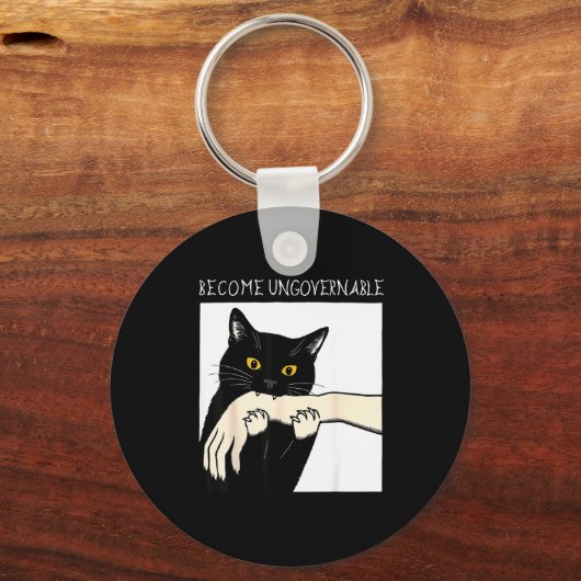 Become Ungovernable - Black Cat Biting Hand Funny Sleutelhanger (Voorkant)