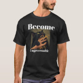  "Become Ungovernable" Funny Black Cat Biting Hand T-shirt (Voorkant)