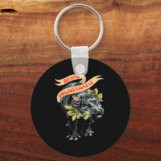 Become Ungovernable Funny Moo-deng  Sleutelhanger (Voorkant)