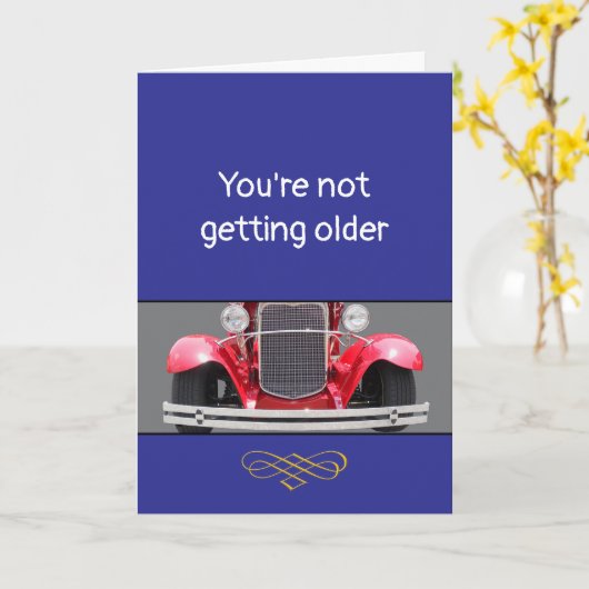 Becoming Older or a Classic? personalized Birthday Kaart (Gele Bloem)