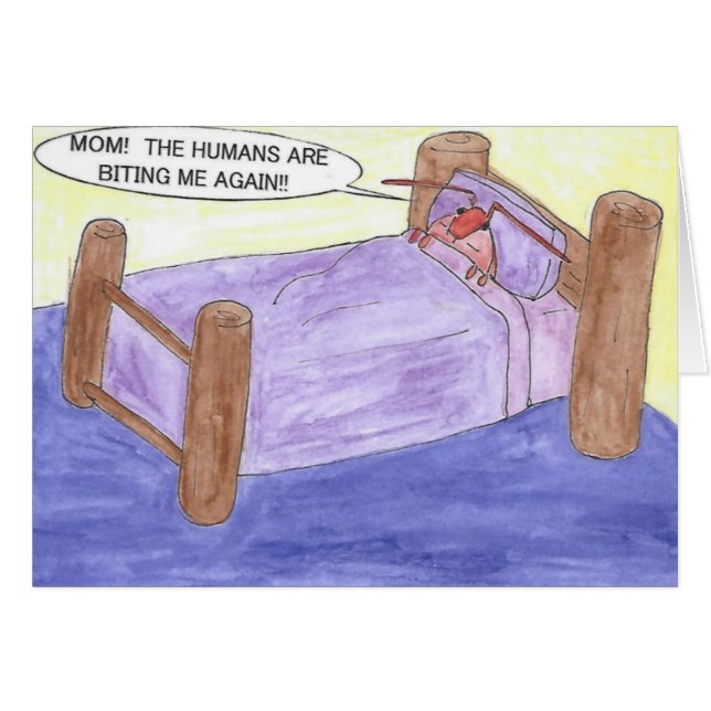 BED BUG BIRTHDAY-KAART (Voorkant Horizontaal)