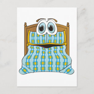 Bed Cartoon blauw en goud Briefkaart