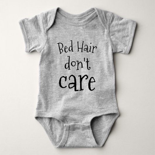 Bed Hair geeft niet om Hand Lettered Funny Trendy Romper (Voorkant)