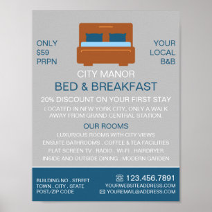 Bed Logo, Bed & Ontbijt de Accommodatie Advert Poster