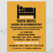 Bed Logo, Hostel Accommodatie Adverteren Flyer (Voorkant)