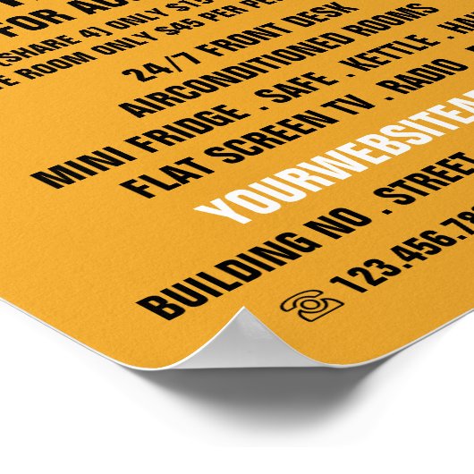 Bed Logo, Hostel Accommodatie Adverteren Poster (Hoek)