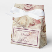 Bed met Rozen Wedding Favor Tent Style Boxen Bedankdoosjes (Voorkant Zijde)