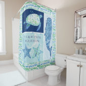 Bed n Breakfast Beach Ocean Whale Starfish Turf Douchegordijn (In situ)