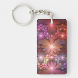 Bed Of Flowers Colorful Shiny Abstract Fractal Art Sleutelhanger