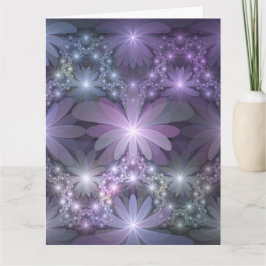 Bed of Flowers Trendy Shiny Abstract Fractal Art Bedankkaart