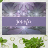 Bed of Flowers Trendy Shiny Abstract Fractal Name Theedoek (Gevouwen)