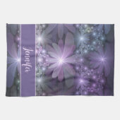 Bed of Flowers Trendy Shiny Abstract Fractal Name Theedoek (Horizontaal)