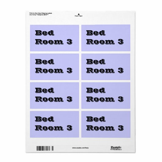 Bed Room 3 Moving Labels in Extra lichtblauw (Full Sheet)